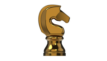 Gold chess knight piece isolated on a transparent background PNG © Jferson