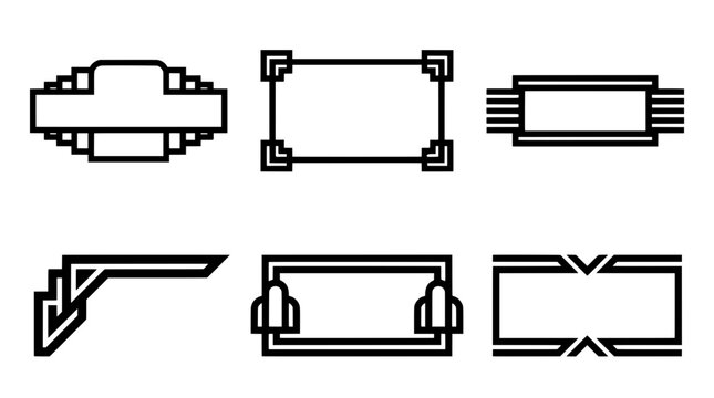 Stepped arch banner base with linear bracket frame and angular chevron pattern stream elements collection