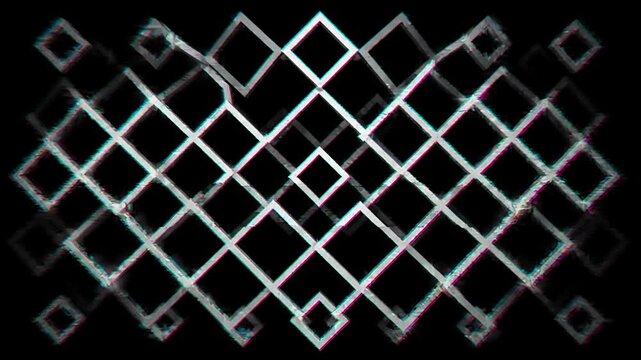 Abstract white neon diamond pattern in a futuristic sci-fi tunnel, creating a mesmerizing visual loop