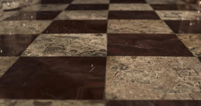 Checkerboard marble floor with smooth slider camera movement