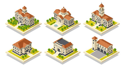 Fototapeta premium Diverse modern and traditional residential house designs on individual plots with landscaping and varied architectural styles
