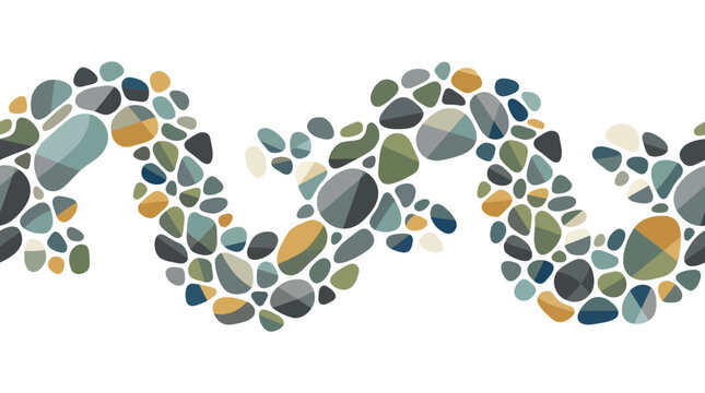 Seamless Border Pattern of Abstract Colorful Pebble Stones
