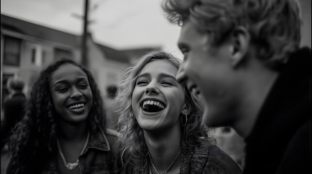 friends laughing naturally unposed group moment