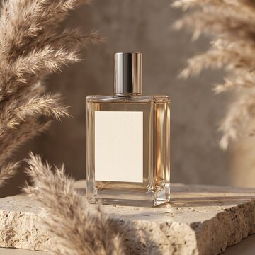 Premium fragrance bottle with elegant natural styling