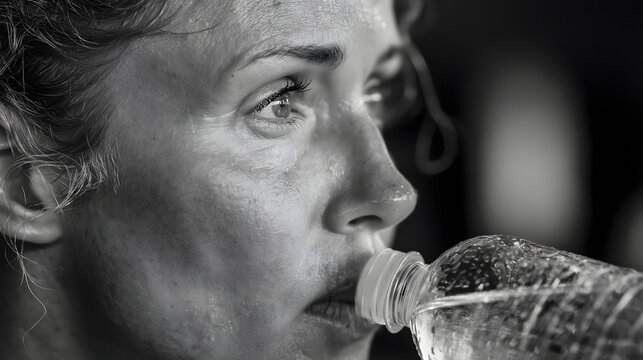 person drinking water after workout candid moment