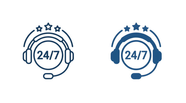 24/7 support service icons with headphones