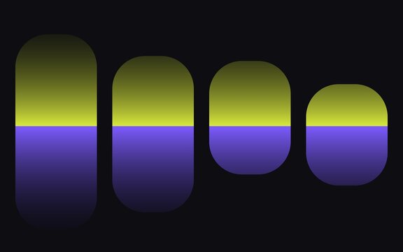Four vertical rounded rectangle shapes with yellow and blue gradient colors on a dark background