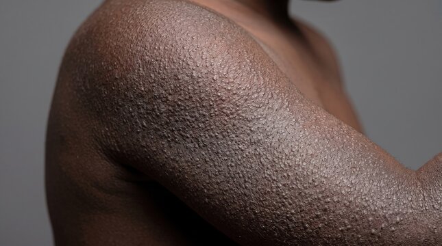 Close-up of Keratosis Pilaris Bump Texture on Male Shoulder Skin
