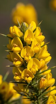 Close-up of vibrant yellow gorse flowers in full bloom.