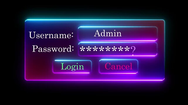 Digital lo gin interface with admin access and password field, glowing green caber security Hui for software development and network authentication concepts