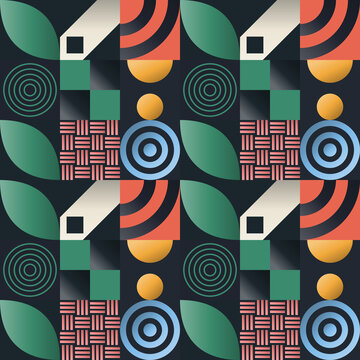 Seamless mirror pattern in black, pink, sky blue - modern line art gradient geometric background for wallpaper, textile and wrapping paper design