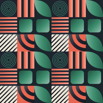Seamless abstract pattern in black, gold, orange - artistic line art gradient geometric background for wallpaper, textile and wrapping paper design