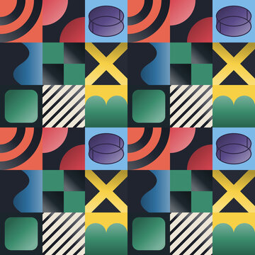 Seamless line pattern in black, red, orange - stylish line art gradient geometric background for wallpaper, textile and wrapping paper design