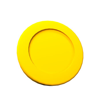 Representaci&oacute;n en modelado 3D de una moneda de oro lisa y dorada vista en &aacute;ngulo, aislada sobre un fondo negro s&oacute;lido. Dise&ntilde;o limpio de estilo ficha o token para juegos y finanzas digitales.