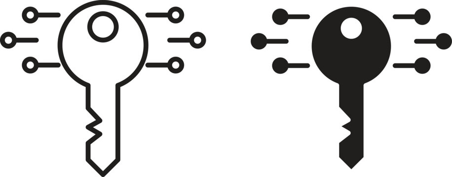 Digital key icon line artwork pack