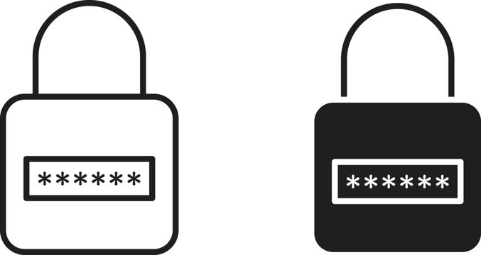 Digital Locked icon line artwork pack