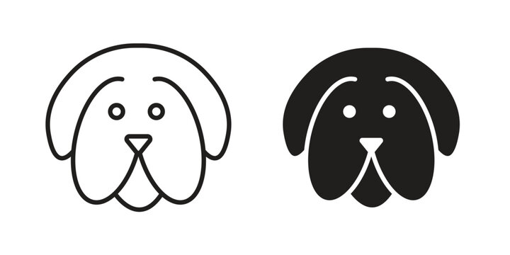 Dog icon line artwork pack