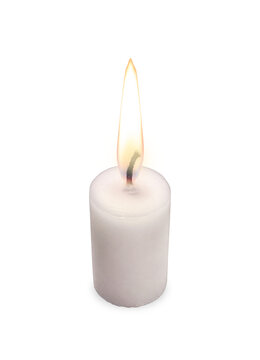 Burning White Candle with Flame on Transparent Background png