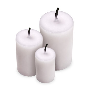 White Wax Candle Set Isolated on Transparent Background png
