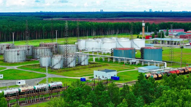 Cinematic aerial, strategic fuel storage supporting regional energy security
