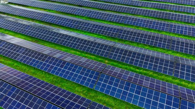 Large scale solar farm, clean energy infrastructure supporting decarbonization