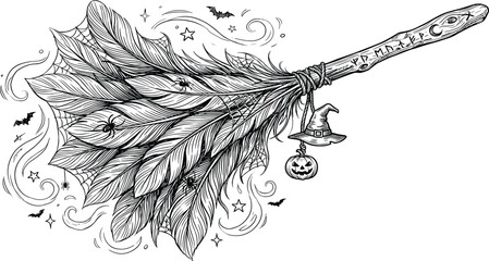 Halloween magic witch broom © MODA
