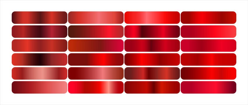 Luxury red metallic gradient swatches set vector collection