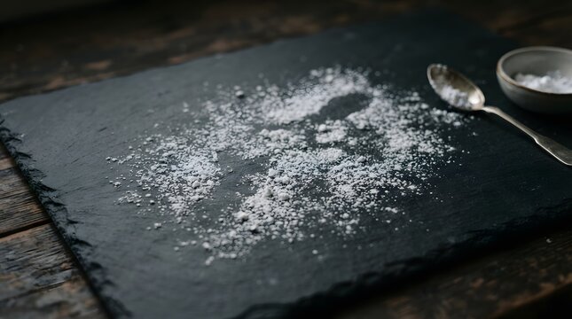 dusting of powdered sugar on a dark