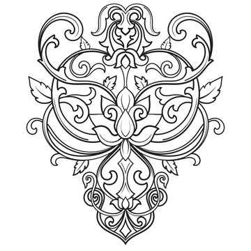 Abstract linear patterns, Damask, decorative lines.