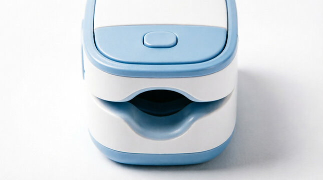 Digital Fingertip Pulse Oximeter Device On Clean White Background