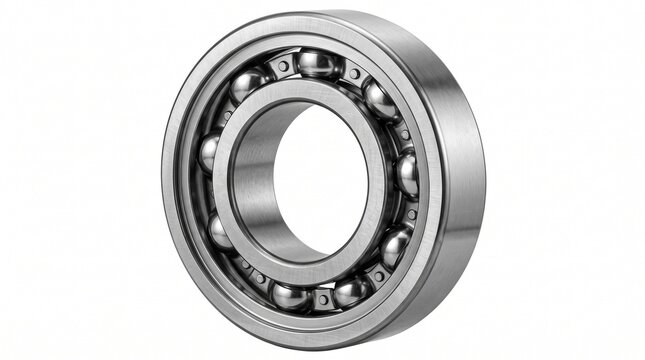 Single shiny metal ball bearing for machinery