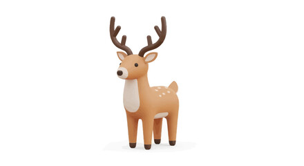 Obraz premium Cute standing deer figurine with brown antlers and white spots