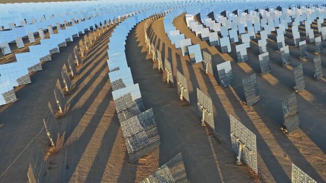 Molten salt tower solar thermal power plant, new energy, super mirror power plant, prism tower
