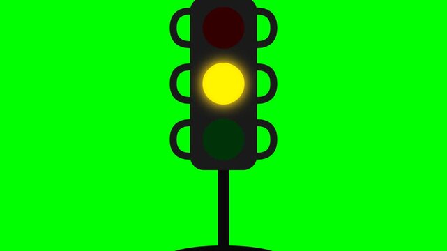 traffic light red yellow green street light stop slowly and walk zebra crossing animation