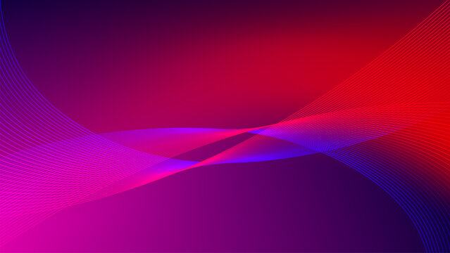 red pink and purple gradient mesh abstract background with wavy lines