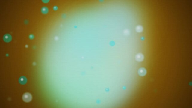 Green glowing floating bokeh circles in a bright, colorful, hazy dark background. Suitable for abstract designs, digital art, and backgrounds.