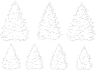 Collection of coniferous evergreen pine trees isolated on transparent background for architectural landscape design © NT VIDEO