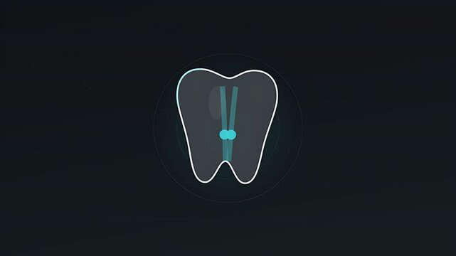 Scientific animation visualizing human molar root structure detailing dental implant placement or orthodontic treatment for comprehensive oral health education