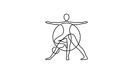 Fototapeta premium Minimalist continuous line art of a person doing yoga poses.