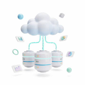 Cloud computing server network. Data storage technology concept.