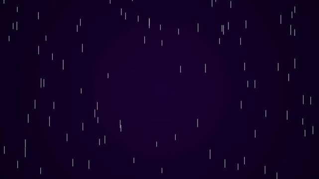Procedural art of Rain falling animation on dark purple background
