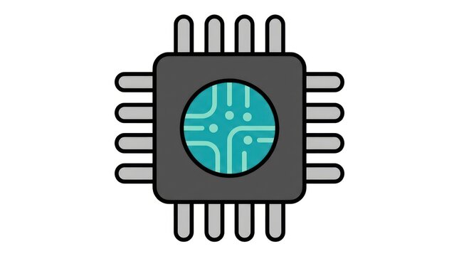 Electronic microchip cpu processor icon
