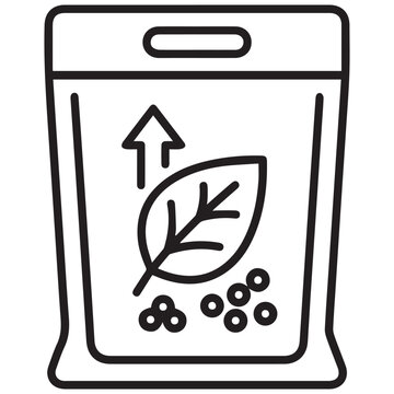 Eco friendly fertilizer bag with leaf and seeds icon fertilizer agriculture gardening cultivation