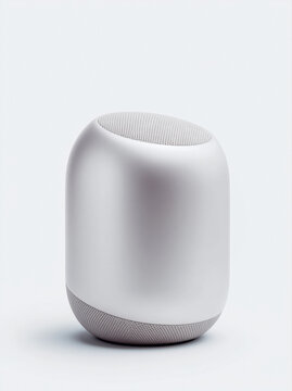 Minimal white smart speaker isolated on clean background