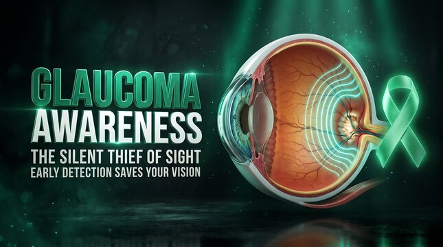 Glaucoma awareness concept with anatomical eye illustration glaucoma awareness