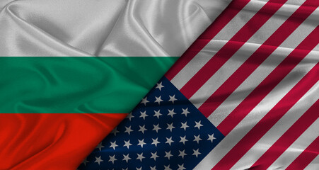 Obraz premium Bilateral relations between Bulgaria and United States. Flag of Bulgaria and United States
