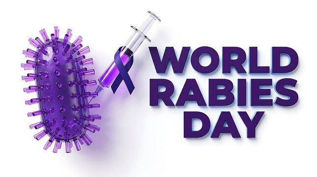 World rabies day medical concept with virus illustration and vaccine, awareness