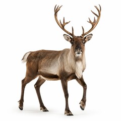 Fototapeta premium Caribou Reindeer with Large Antlers Isolated on White Background