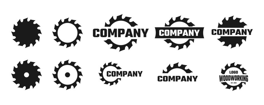 circular saw logo design collection, saw blade logo design, symbol, icon, vector, industry, vintage, wood sawing logo, carpentry