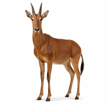 Topi Antelope Standing Isolated on White Background